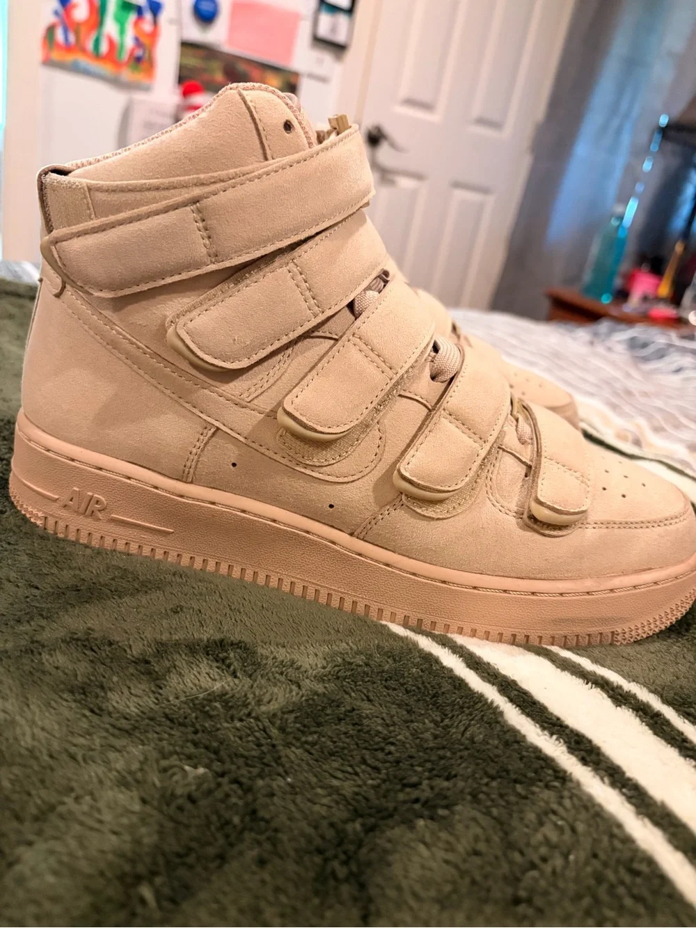 Nike Women's High-Top Velcro Strap Sneakers in Beige